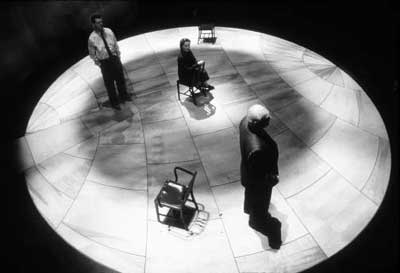 copen_lg Actors on a circular stage seen from above (black and white)